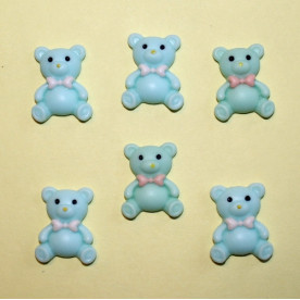 Пластикове прикраса "Ведмедик" блакитного кольору, 24х19х7 мм, 1 шт