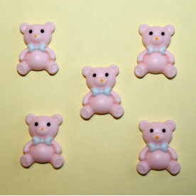 Пластикове прикраса "Ведмедик" блідо-рожевого кольору, 24х19х7 мм, 1 шт