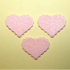 Украшение плоское сердце 40х32х3 мм розового цвета, 1 шт