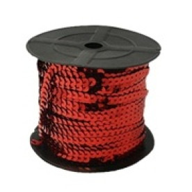 Лента с пайетками красного цвета, ширина 5 мм, длина 90 см