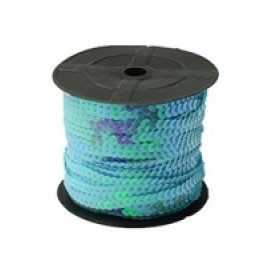 Стрічка з паєтками блакитного кольору, ширина 5 мм, довжина 90 см