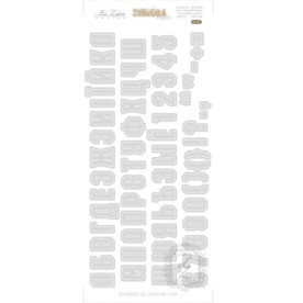 Набір 3 листа глянцевих наклейок світло-серого кольору "Алфавіт і цифри" 21х10 см від Lesia Zgharda