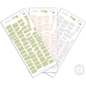 Набір 3 листа, глянцевих наклейок "Алфавіт і цифри" 21х10 см від Lesia Zgharda