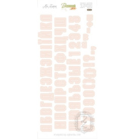 Набор 3 листа глянцевых наклеек нежно-розового цвета "Алфавит и цифры" 21х10 см, Lesia Zgharda