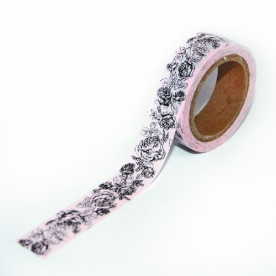 Бумажный скотч "Розовые розочки", ширина 15 мм, длина 8 м от ScrapBerry's