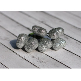 Набір сердечок в Гліттер срібного кольору, 6 шт від Hobby and You