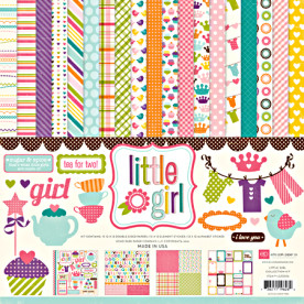Набір паперу Little Girl 30х30 см 12 аркушів + наклейки від Echo Park