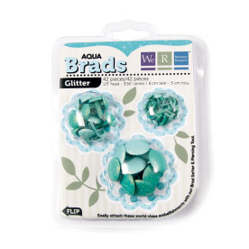 Брадси Basic Brads Glitter - Aqua від We R Memory Keepers