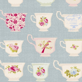 Ткань для рукоделия нежно-голубые Фарфоровые кружки 55х50 см от Tilda
