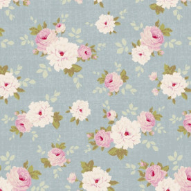 Ткань для рукоделия нежно-голубая с цветами 55х50 см от Tilda