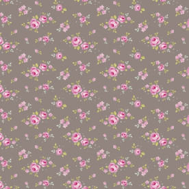 Тканина для рукоділля сіро-коричневого кольору Маленькі Троянди 55х50 см від Tilda
