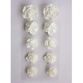 Набор самоклеящихся розочек белого цвета, 10 шт от ScrapBerry's