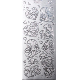 Контурные наклейки "Сердце" серебряного цвета, ScrapBerry's