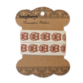 Бавовняна стрічка "Милі сови. Крафт", 15 мм, 2 м від ScrapBerry's