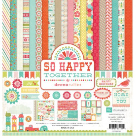 Набір паперу So Happy Together, 30х30 см, 12 аркушів + наклейки від Echo Park