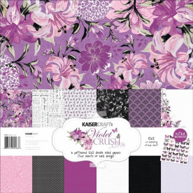 Набор бумаги Violet Crush 30х30 см 12 листов + наклейки от Kaisercraft