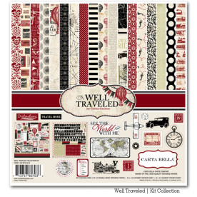Набор бумаги Well Travelled, 30х30 см, 9 листов +  наклейки от Carta Bella