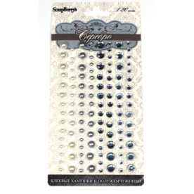 Набір напівперлин і страз Срібло, 120 шт,  ScrapBerry's