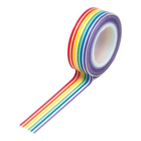 Паперовий скотч Rainbow Stripe 9 м, 15 мм від компанії Queen and Co