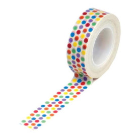 Бумажный скотч Rainbow Dots 9 м, 15 мм от компании Queen and Co