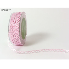 Декоративна стрічка "Сердечка" рожевого кольору 90 см від May Arts