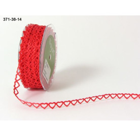Декоративна стрічка "Суцільні сердечка" червоного кольору 90 см від May Arts