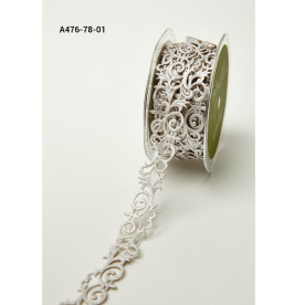 Лента на клеевой основе Fleur-de-lis Scroll Design белого цвета, 22 мм, 90 см