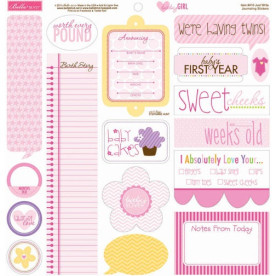 Лист с наклейками Just Write - Baby Girl, 30х30 см, Bella BLVD