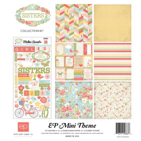 Набір паперу Sisters 30х30 см, 6 листів + ​​наклейки від Echo Park