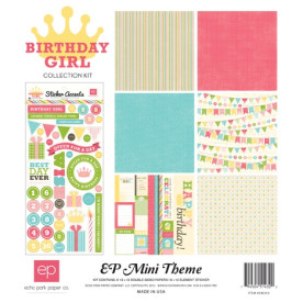 Набор бумаги Birthday Girl 30х30 см, 6 листов + наклейки от Echo Park