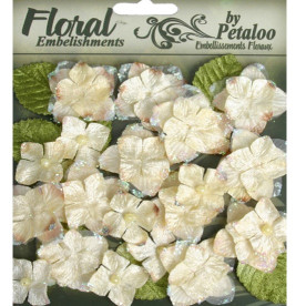 Набір оксамитових квітів і листя Velvet Hydrangeas - Cream від Petaloo, 38-40 шт