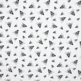 Декоративная ткань Мухи черный, размер 50х70 см, хлопок 50%, плотность 160