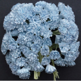 Набор 10 цветков гипсофилы голубого цвета из тутовой бумаги