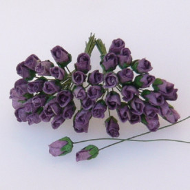 Набор 10 цветков розы в форме нераскрытого бутона пурпурного цвета, 5 мм