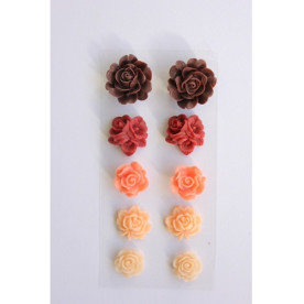 Набор самоклеящихся розочек Красные тона, 10 шт от ScrapBerry's