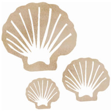 Дерев'яні украшеніяе Clam Shell, 3 шт від компанії Kaisercraft