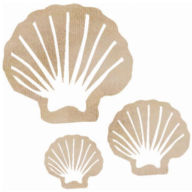 Дерев'яні украшеніяе Clam Shell, 3 шт від компанії Kaisercraft