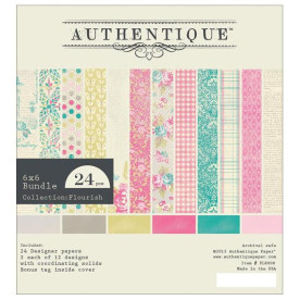 Набор бумаги Flourish 15х15 см, 12 листов от компании Authentique