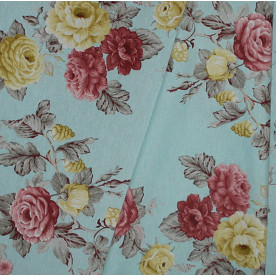 Декоративна тканина, панама Артіко, троянди, корал, бавовна 50%, 196г / м, 50x70 см