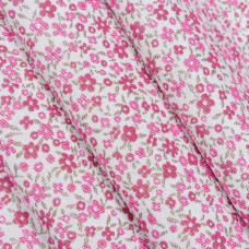 Декоративная ткань Эмли мелкие розовые цветочки, хлопок 50%, молочный, 50х70 см, 175 г/м²