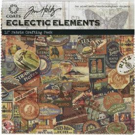 Набор ткани Eclectic Elements - Labels, 30х30 см, 8 шт от Tim Holtz