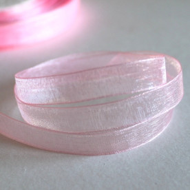 Стрічка з органзи рожевого кольору, 10 мм, 90 см