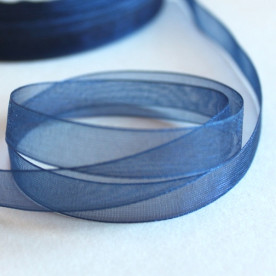 Лента из органзы синего цвета, 10 мм, 90 см