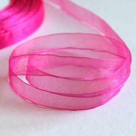 Лента из органзы малинового цвета, 10 мм, 90 см