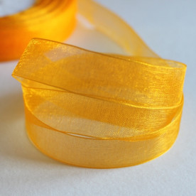 Стрічка з органзи помаранчевого кольору, 15 мм, 90 см