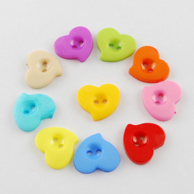 Набор разноцветных пуговок "Сердечки", 15х13 мм, 10 шт