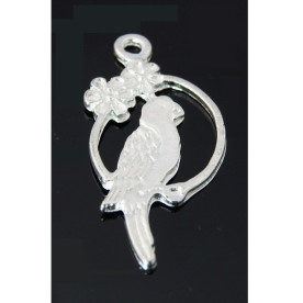 Металлическая подвеска "Попугайчик", цвет серебро, 1 шт, 28х14 мм