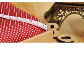 Тканина для рукоділля хлопок "Білий горошок на червоному тлі" 70х50 см