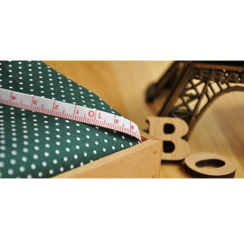 Ткань для рукоделия хлопок "Белый горошек на темно-зеленом фоне" 70х50 см