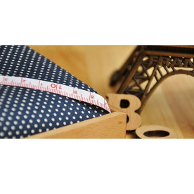 Тканина для рукоділля хлопок "Білий горошок на синьому тлі" 70х50 см